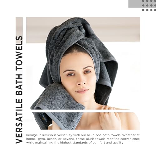 Villa Celestia 600 GSM 100% Cotton Bath Towels, White, Set of 2, Highly Absorbent, Plush, Soft, Quick Dry, 2 Pieces Combed Cotton Luxury Towels for Hotels, Spa, Salon, Bathroom, Dorm, Pack of 2