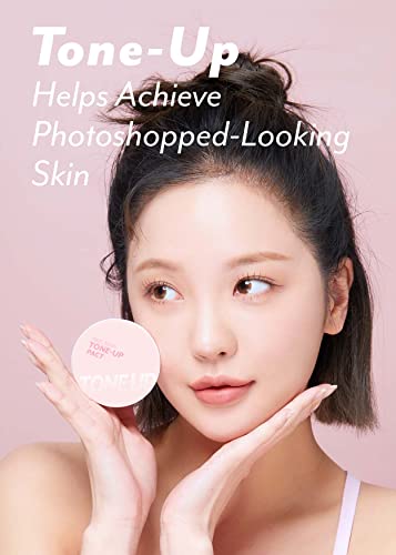 I'M MEME Compact - Tone-up Pact | Korean Pressed Setting Powder for Pink Blur Effect, with Calamine, Mattify Skin, 0.35 Oz