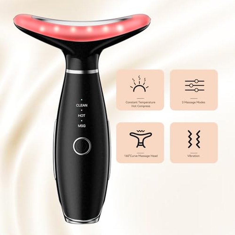 Neck Face Massager, Portable Facial Massager, 3 Modes Face Sculpting Tool, Face Massager Tool for Skin Care, (Black)