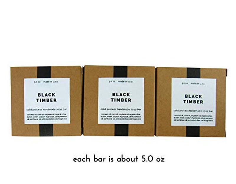 Missamé Cold Processed Handmade Soaps in Unisex Fragrances, 3 Pack Full Size Bars, Made in USA (Black Timber)