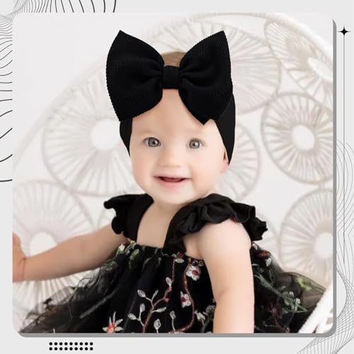 YanJie Halloween Hair Bows Baby Girls Headbands Pumpkin Accessories Black Ghost Printed Baby Bows Newborn Bows Nylon Hair Bows Toddler Headband
