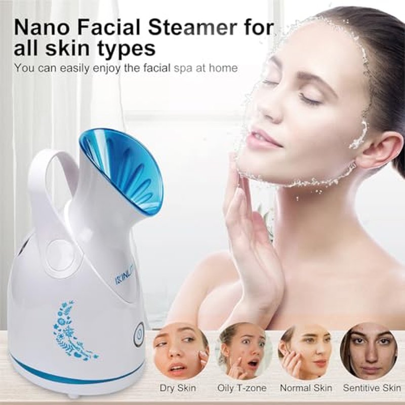 Nano Ionic Facial Steamer KINLITO Facial Steamer with Warm Mist Portable Face Humidifier for Deep Cleaning Unclog Pores with Blackhead Remover, Aromatherapy Kit for Personal Home SPA (Purple)