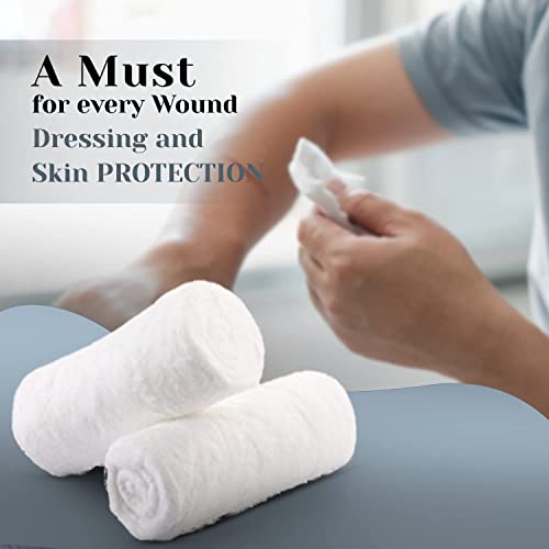 Absorbent Pure Cotton Roll 2.205 lbs Rolled Cotton Ball Multipurpose Soft Cotton use for Surgical First Aid Saloon Makeup Remover Beauty and Baby Care Pure Cotton Wool Roll 500 Gram (Pack of 4)
