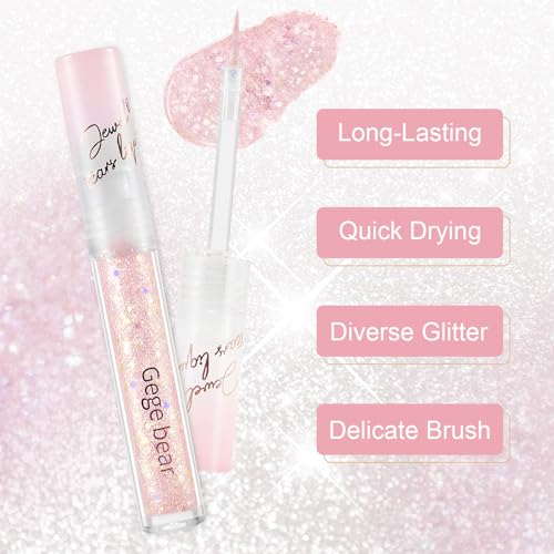 Jutqut Jewel Liquid Glitter Eyeshadow, Twinkle Shimmer Eye Shadow Eyeliner, Long-Lasting, Multi-Dimensional Sparkle Finish, Quick Drying Shimmer Tears Loose Glitter Glue Korean Eye Makeup, 06#
