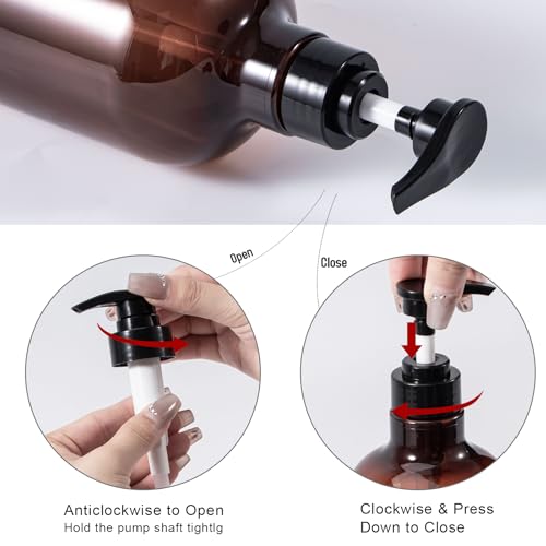 Yebeauty Pump Bottle Dispenser, 10oz 300ml Empty Plastic Shampoo Conditioner Dispenser, Refillable Shower Soap Dispenser Pump Bottle Liquid Containers for Kitchen Bathroom, 2 Pack Black