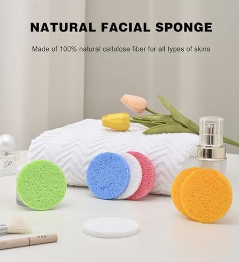 METUUTER 50 PCS Compressed Facial Sponges for Estheticians- 100% Natural Cellulose Face Sponge Professional Cosmetic Spa Sponges for Face Cleansing, Massage, Pore Exfoliating, Mask, Makeup Removal
