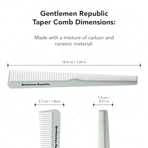 Gentlemen Republic Taper Comb for Fades, Blending and Men Hair Cuts – Soft Round Tips, Soft Touch, Strong Teeth with Strong Body – Made for Barbers, at-home Grooming and Styling
