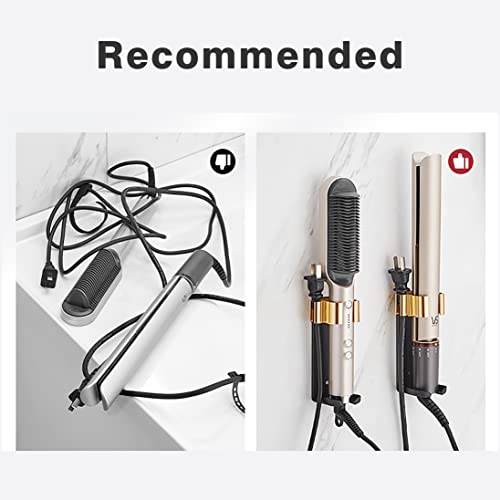 Wall Mount Holder for Hair Styling Tools - Aluminum Alloy Storage Rack for Curling Irons, Straighteners & Multi-Styler Attachments - No Drill Adhesive or Screw Mount (Black&Golden)