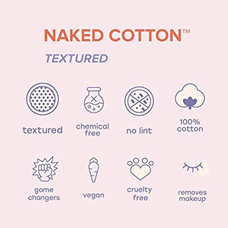 White Rabbit - Naked Cotton Textured - Perforated Facial Cotton Pads - for Makeup Remover, Toner, Mask - 100% Cotton, Unbleached, Lint-Free - Exfoliating & Durable - Natural & Cruelty-Free - 50 Count