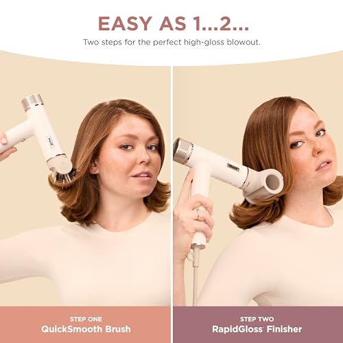 Shark Hair Dryer SpeedStyle RapidGloss Finisher and High-Velocity Dryer, Ionic Hair Blow Dryer with IQ Speed Styling and Drying Suite, No Heat Damage, Best for Straight and Wavy Hair, Silk, HD331