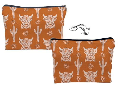 Lacosu Western Makeup Bag,Western Gifts For Women,Cow Makeup Bag,Cowgirl Stuff,Western Stuff For Women,Western Gifts,Cowgirl Gifts(Leather COW V)