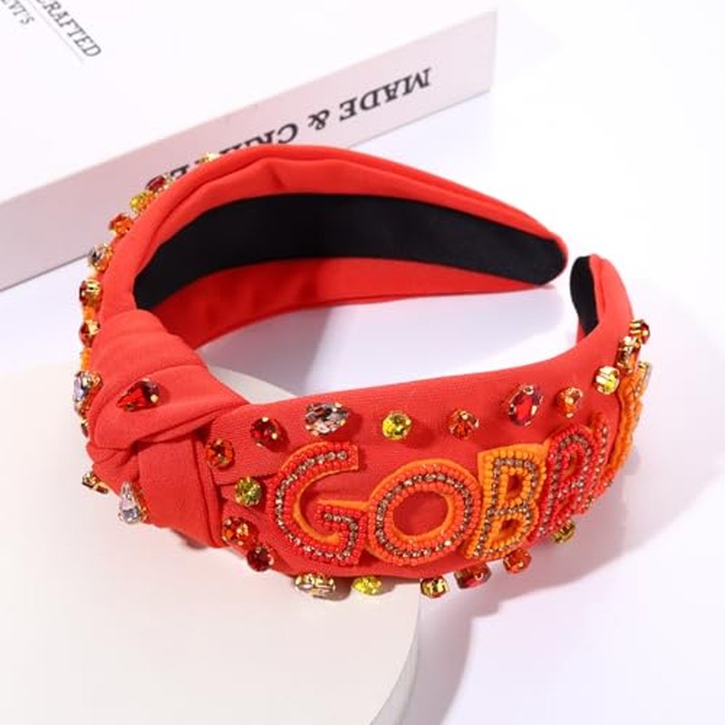 YAHPERN Thanksgiving Fall Headband for Women Turkey Knotted Headband Wide Top Knot Headbands Thanksgiving Hair Accessories