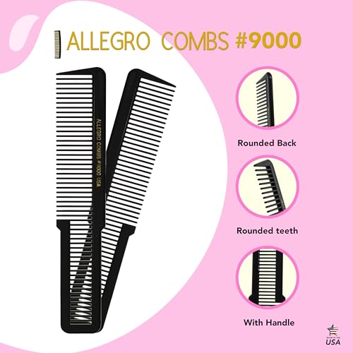 Allegro Combs 9000 Clipper Cutting Combs Blending Combs Fading Combs 6 Pk. (Black)