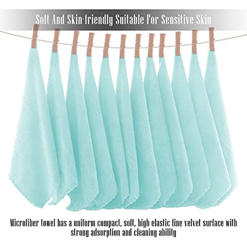 TENSTARS 12 Pack Premium Washcloths Set - Quick Drying- Soft Microfiber Coral Velvet Highly Absorbent Wash Clothes - Multipurpose Use as Bath, Spa, Facial, Fingertip Towel (Frozen Blue)