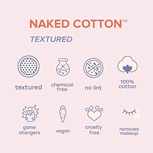 White Rabbit - NAKED COTTON Textured - Perforated Facial Cotton Pads - For Makeup Remover, Toner, Mask - 100% Cotton, Unbleached, Lint-Free - Exfoliating & Durable - Natural & Cruelty-Free - 200 Count