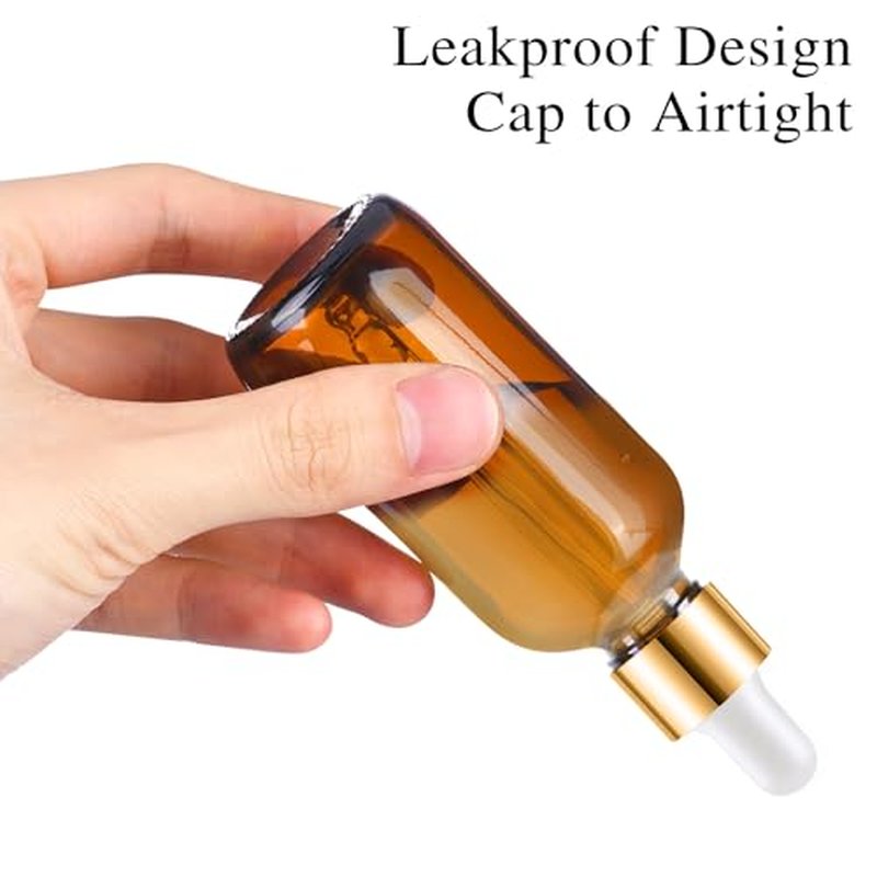 Bumobum 5 Pack, 1 oz Dropper Bottle with 2 Extra Graduated Calibrated Glass Dropper (1ml), Amber Glass Dropper Bottle 30ml Empty Dark Brown Tincture Bottles Eye Dropper for Essential Oils, Liquids