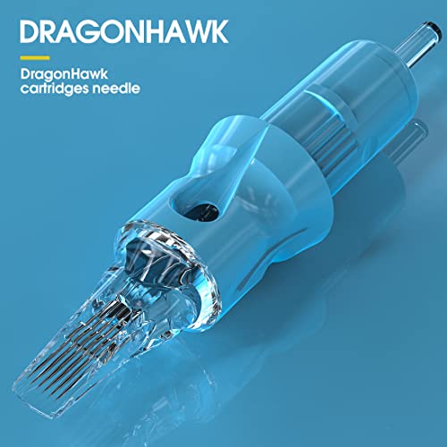 Dragonhawk Tattoo Needles Cartridges, 1209RLT Round Liner Tight Long Taper, 50 Count Needles Kit, Membrane Transparent for Pro Aritsts