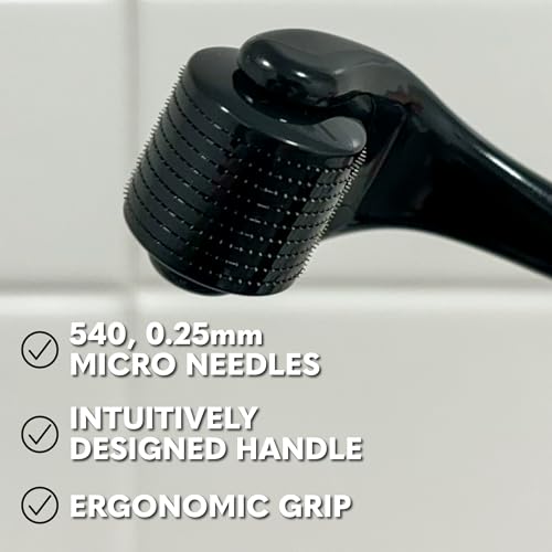The Beard Club Derma Roller for Face, Body and Scalp - Microneedling Roller for Men and Women with 540 Titanium Microneedles - Beard Roller for Hair & Beard