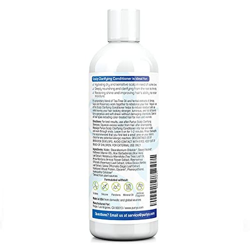Puriya Sulfate Free Hair Conditioner with Tea Tree Oil, Moisturizing Treatment for Dry, Itchy, Flaky Scalp and Damaged Hair, For Men and Women, 16 Ounce