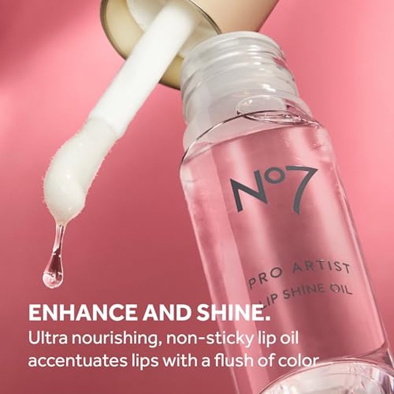 No7 Pro Artist Lip Oil - Hydrating Lip Oil with a High-Shine Finish - Non-Sticky Formula Enriched with Nourishing Ingredients to Improve Lip Hydration - Clear (0.20 fl oz)