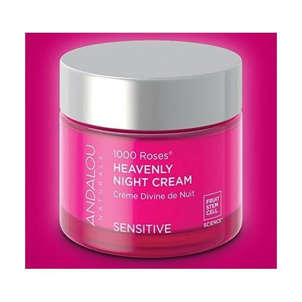 Andalou Naturals Heavenly Night Cream 1000 Roses, Sensitive Skin Moisturizer for Face, Enriched with Hyaluronic Acid & Aloe Vera, 1.7 Ounce