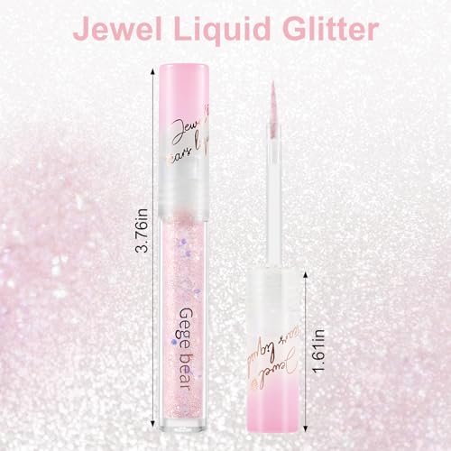 Jutqut Jewel Liquid Glitter Eyeshadow, Twinkle Shimmer Eye Shadow Eyeliner, Long-Lasting, Multi-Dimensional Sparkle Finish, Quick Drying Shimmer Tears Loose Glitter Glue Korean Eye Makeup, 06#