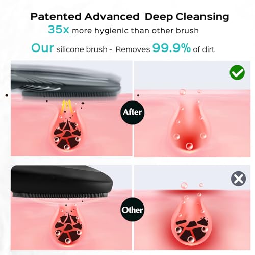 COSLUS Facial Cleansing Brush Face Scrubber : Portable Silicone Waterproof Rechargeable Face Wash Brush, 5 Cleansing Modes, Electric Deep Cleaning for Men & Women, Removing Blackhead, Exfoliating