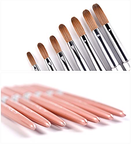 KADS 100% Kolinsky Sable Acrylic Brush Nail Brush for Acrylic Application Round Head Crimped Nail Art Brush Manicure Tool (SET)
