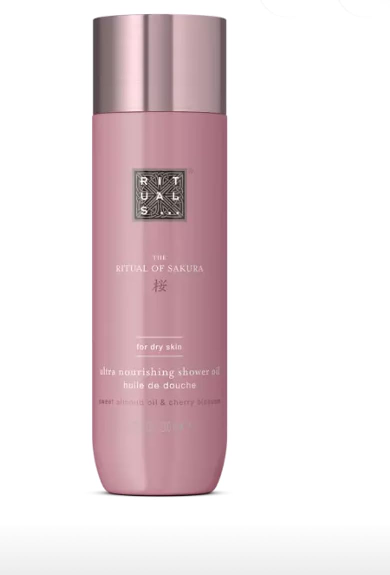 RITUALS The of Sakura Ultra Nourishing Shower Oil, Sweet Almond Oil and Cherry Blossom, for Dry Skin, Pink 6.7 fl oz /200 ml