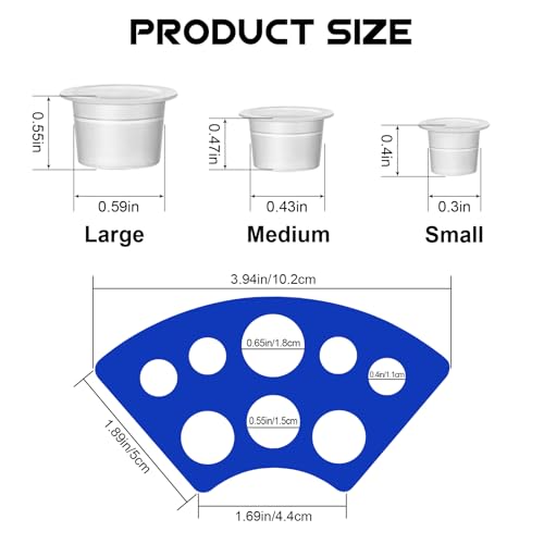 WZPB Tattoo Ink Caps with Cup Holder - 300 Mixed Size Tattoo Ink Cups 100 Small 100 Medium 100 Large with 3 Blue Tattoo Ink Cap Holders Permanent Makeup Container for Tattoo Ink Tattoo Supplies