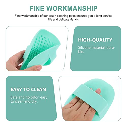 AHPIPIL Silicon Makeup Brush Cleaning Mat Makeup Brush Cleaner Pad Cosmetic Brush Cleaning Mat Portable Washing Tool Scrubber For Removing Makeup (Pink) (Mint Green)