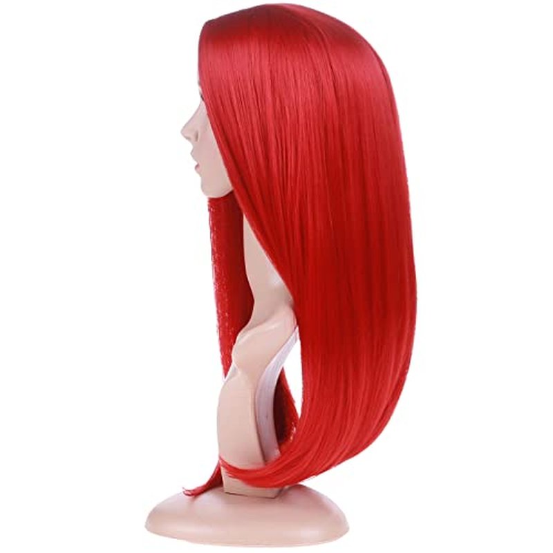 BERON Long Wigs Women's Straight Hair Wig Synthetic Middle Part Wig Cosplay Halloween Party or Daily Use Wig Cap Included (B-Red)