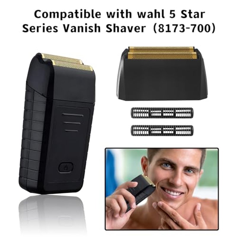 Shaver Replacement Super Close Gold Foil & Cutter Bar Assembly Compatible with Wahl 5 Star Series Vanish Shaver(8173-700) (1 pack)