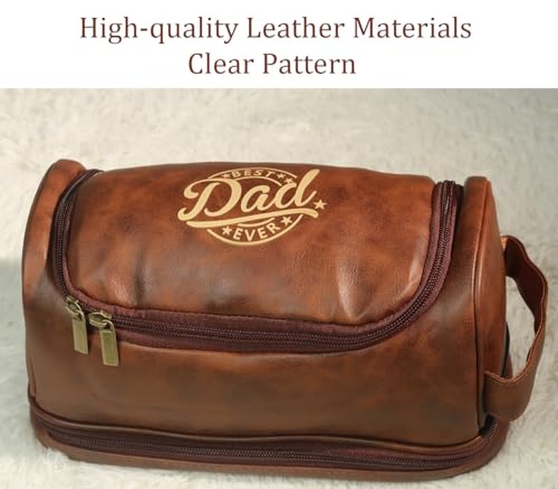 Sparklove Toiletry Bag for Men, Large Leather bathroom accessories, Travel Essentials Dopp kit, Gifts for Father, Dad, Boyfriend, Grandpa, Shaving Kit for Men Bag