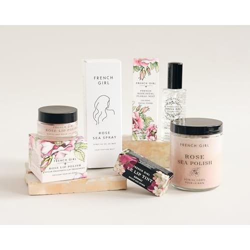 French Girl Rose Lip Scrub - Organic Sugar Scrub For Lips, Hydrating Lip Exfoliator & Moisturizer with Shea Butter & Essential Oils, Treatment for Dry Lips, Clean, Vegan & Cruelty-Free, 1oz