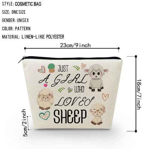 Just A Girl Who Loves Sheep Makeup Bag for Women Cute Small Cosmetic Bag for Purse Travel Toiletry Zipper Cute Sheep Pouch for Girls Gift for Sheep Lovers Friends