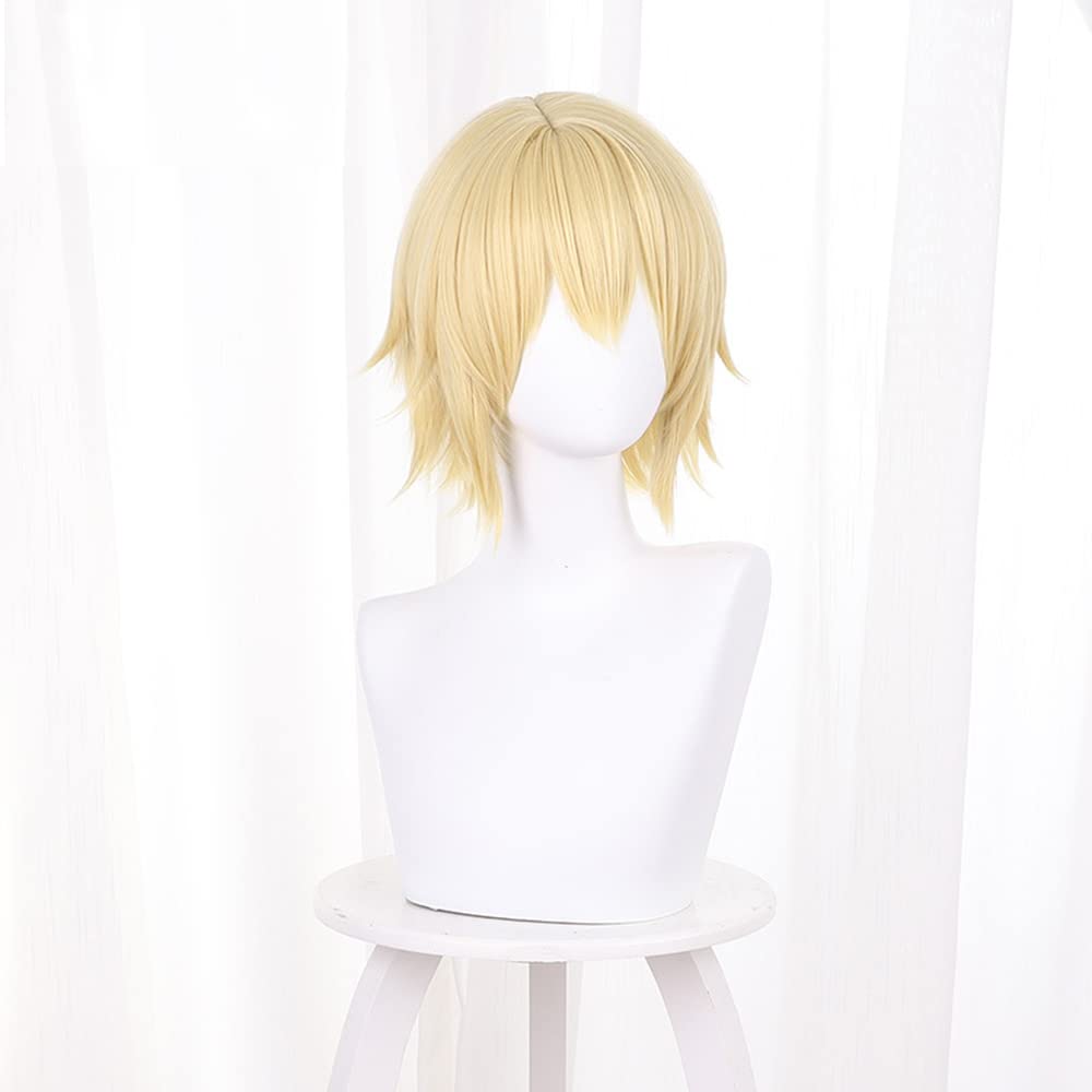 Mystylecos Genshin Impact Dainsleif Cosplay Wig Short Blond Heat Resistant Synthetic Wig