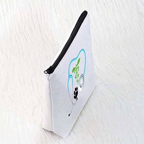 CMNIM Veterinarian Gifts Veterinarian Makeup Bag Vet Cosmetic Bag Vet Tech Gifts for Women Veterinarian Appreciation Gifts New Veterinarian Gifts Travel Bag Pouch (Vet Makeup Bag White)