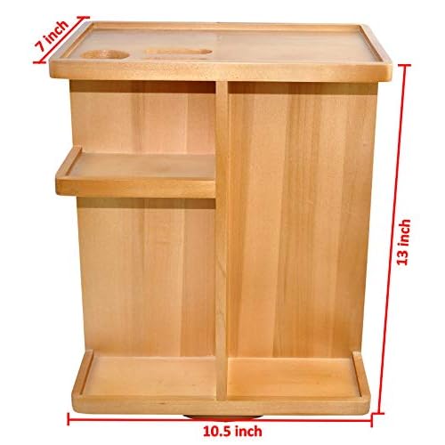 Spiretro Rotating Cosmetic Modular Organizer, Multi-Function Storage, 360 degree Carousel for Makeup, Toiletries, Vanity, Desk, Countertop, Bedroom, Closet, Solid Natural Wood with Acacia Brown