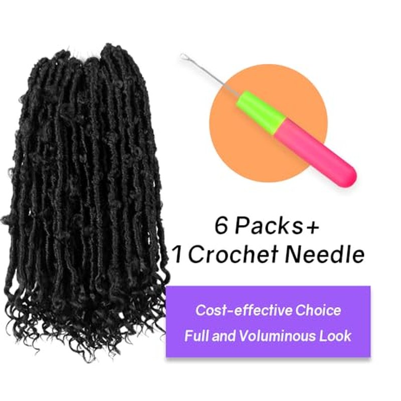 Crochet Butterfly Locs with Curly Ends 14 Inch, Boho Distressed Butterfly Locs Crochet Hair, Black Bohemian Goddess Faux Butterfly Braids with Curly Ends (6 Packs, 1#)