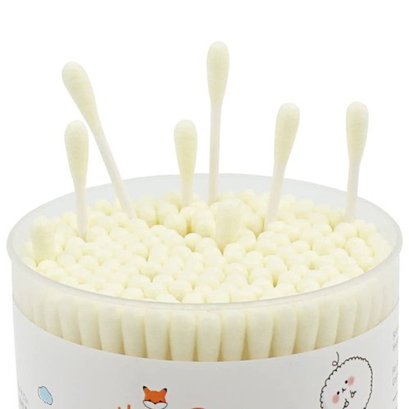 HOMEFOX Yellow Cotton Swabs Precision Pointed - 400 Count Pointy Organic Cotton Bud Double Side Tightly Wrapped Cotton Tips Paper Stick Soft Gentle Lint-Free Cruelty-Free Pointy & Round (Lemon Yellow)