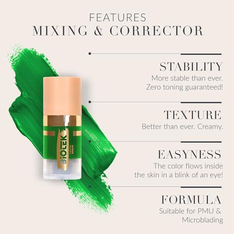 Mixing Corrector Pigment for Permanent Makeup - Made in Italy - Green 0,24 fl.oz.