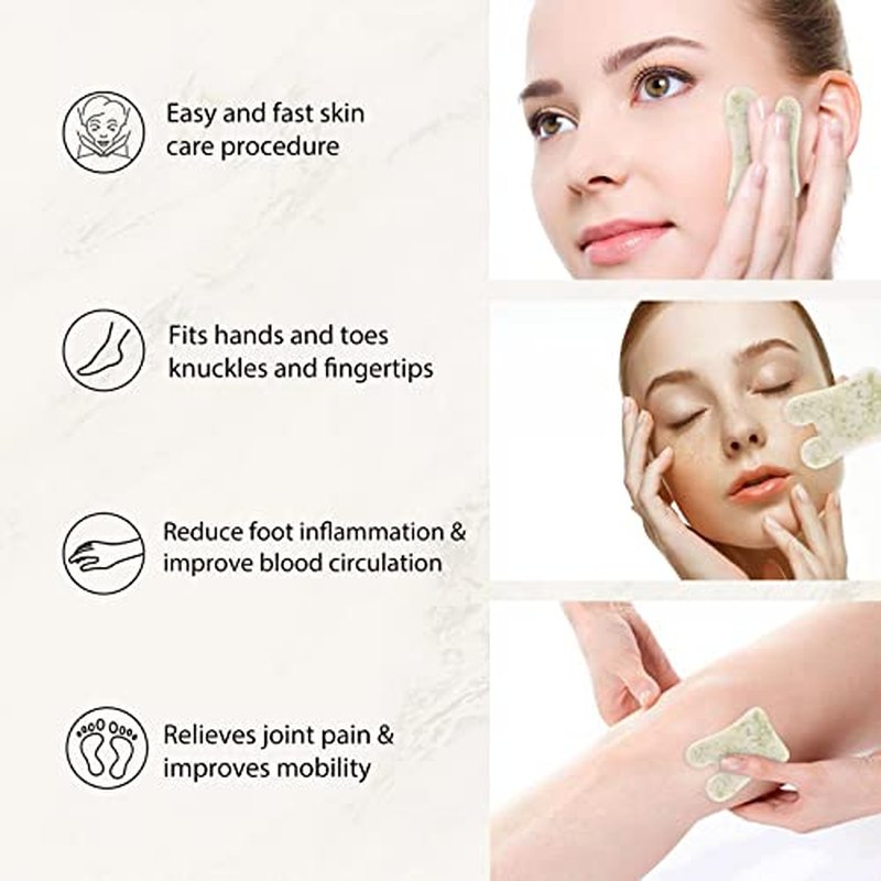 Gua Sha Facial Tools Set of 3 Guasha Massage Tool Rose Quartz Gua Sha Scraping Tool for Face,Neck, Eyes and Body,Jade Stone Guasha Board Pack of 3 (Pink)