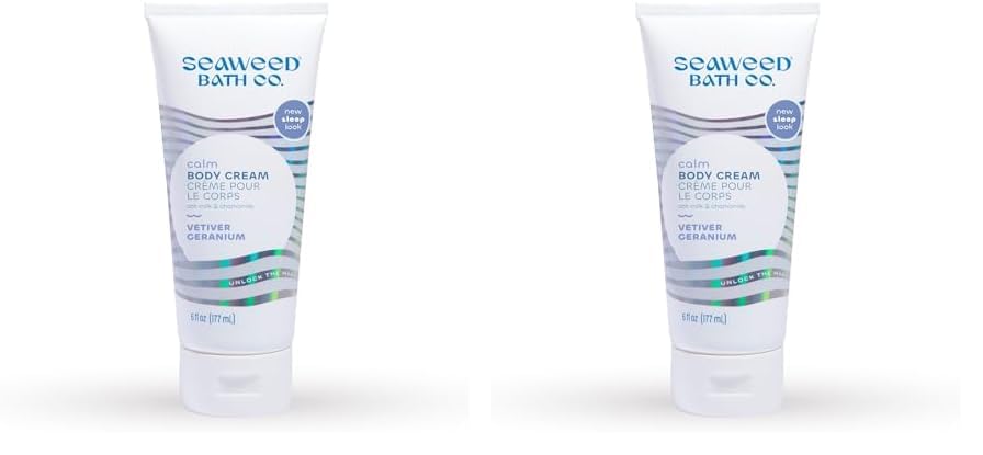 The Seaweed Bath Co. Sleep Body Cream, Calm, Nutrient-Rich Bladderwrack Seaweed, Vegan, Paraben Free, 6 fl. oz. (Pack of 2)