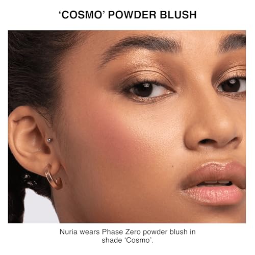 Phase Zero Makeup Powder Blusher - "Cosmo" - 4g / 0.141 oz - Full Coverage, Natural Blush - Soft, Buildable Pink, Coral, Peach & Golden Hues - Matte & Shimmering Shades Gives Cheeks a Radiant Glow