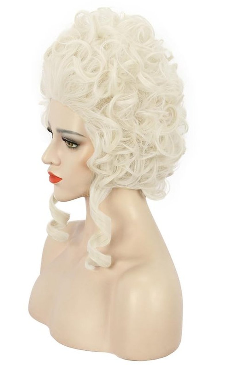 karlery Women Short White Blonde Curly Wig Queen Wig Colonial Wig Halloween Party Costume Wig