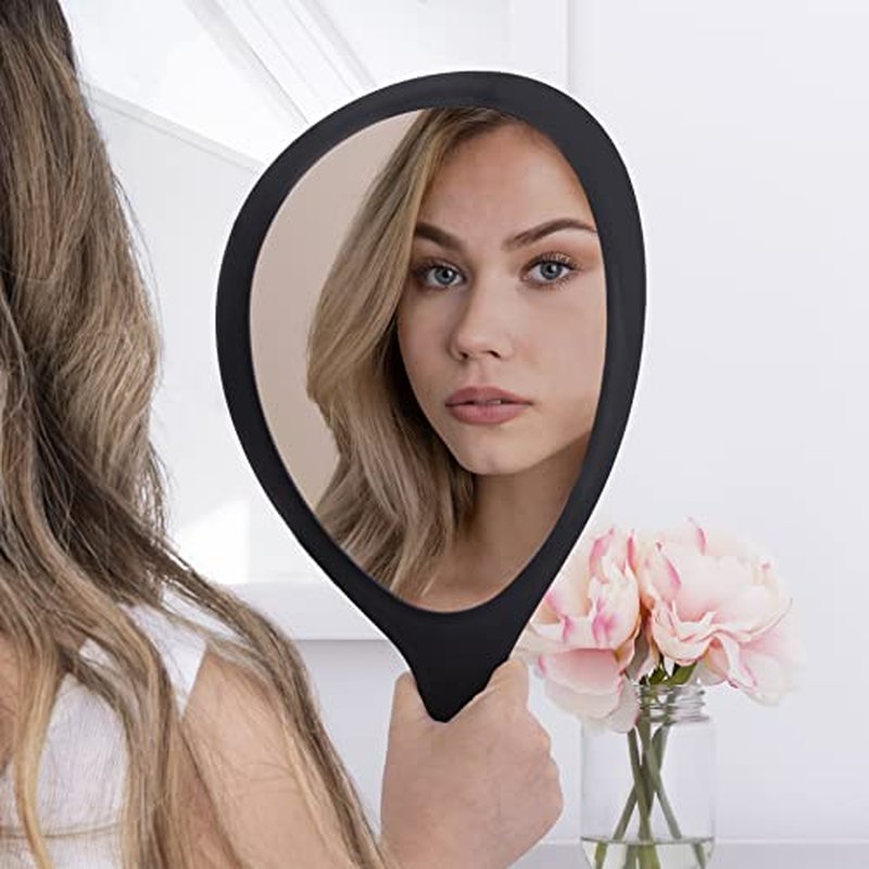 Zadro Large Hand Mirror with Handle Salon Mirrors for Hair Stylist, Big Handheld Mirror Makeup Mirror Wall Mounted Hang (1, Purple Garnet, Medium: 15" x 8")