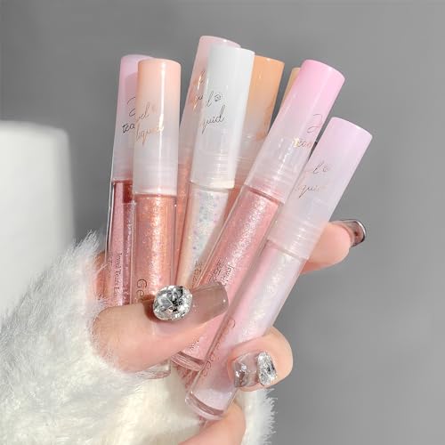 Jutqut Jewel Liquid Glitter Eyeshadow, Twinkle Shimmer Eye Shadow Eyeliner, Long-Lasting, Multi-Dimensional Sparkle Finish, Quick Drying Shimmer Tears Loose Glitter Glue Korean Eye Makeup, 06#