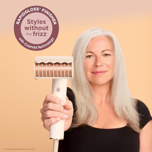 Shark Hair Dryer SpeedStyle RapidGloss Finisher and High-Velocity Dryer, Ionic Hair Blow Dryer with IQ Speed Styling and Drying Suite, No Heat Damage, Best for Straight and Wavy Hair, Silk, HD331