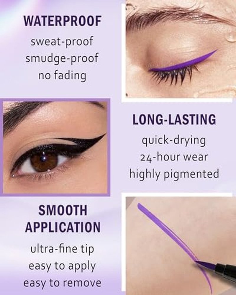 Black Matte Liquid Eyeliner, Waterproof Long Lasting Eyeliner Pencil, Smudge Proof, Quick-Dry, Ultra-Fine Tip, High Pigmented Smooth Glide Eye Liner Pen Makeup for Mature Women, Delineador De Ojos-01